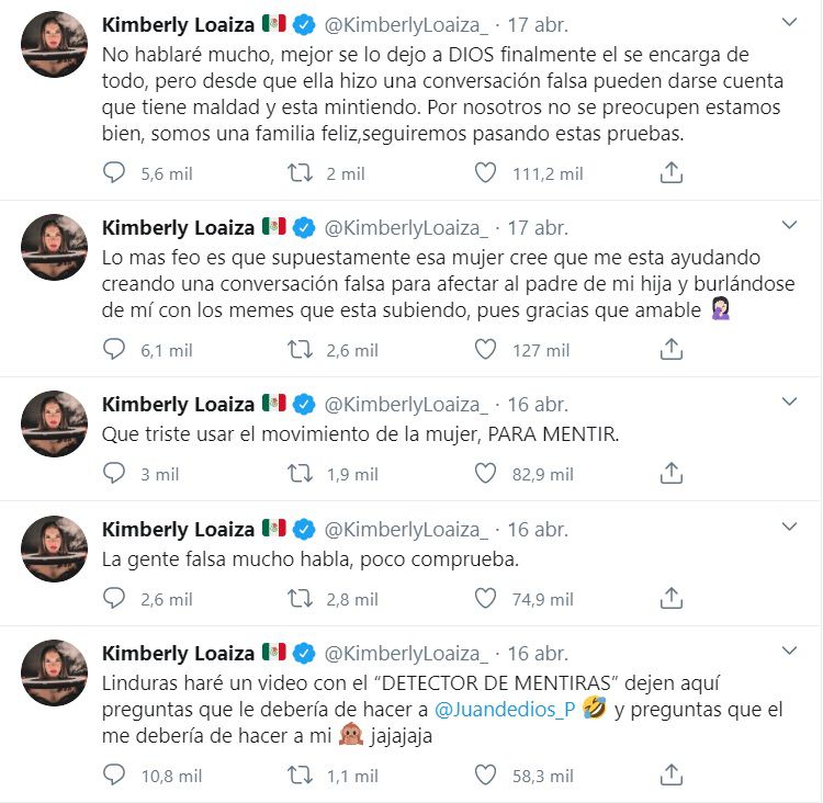 Los pocos mensajes que ha publicado Kimberly