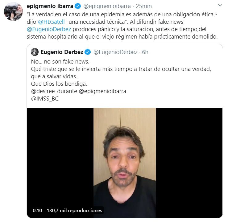 La respuesta de Epigmenio Ibarra a un segundo video de Eugenio Derbez
