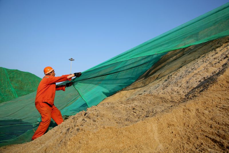 FOTO DE ARCHIVO. Un hombre trabaja en un mineral de laterita de níquel, en el puerto de Ganyu en Lianyungang, provincia de Jiangsu, China. 11 de junio de 2019. REUTERS/Stringer.
