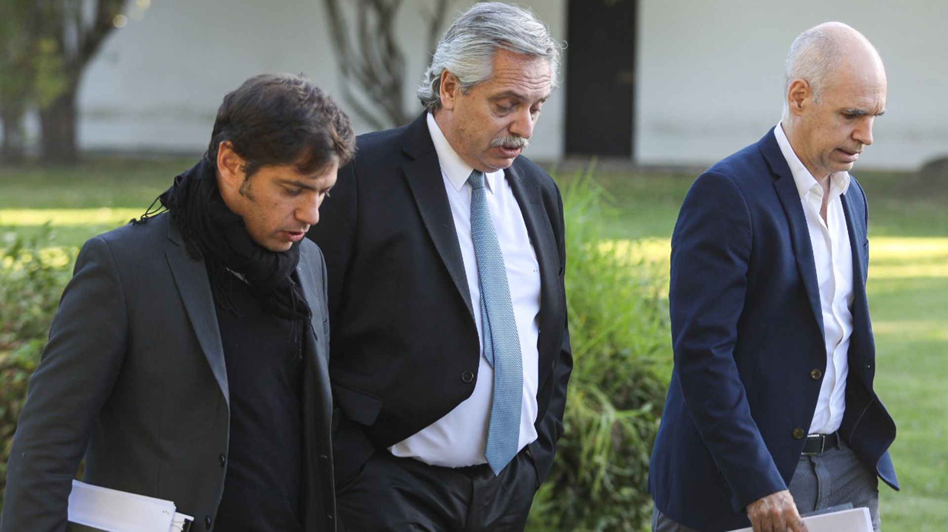 Alberto Fernández, Axel Kicillof y Horacio Rodríguez Larreta (Presidencia)