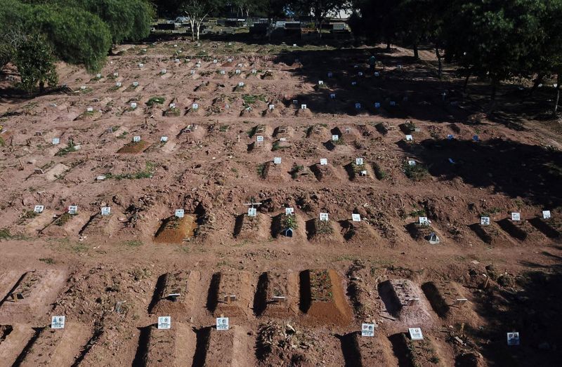Imagen de tumbas abiertas en el cementerio de Nova Cachoeirinha en Sao Paulo, Brasil. 26 mayo 2020. REUTERS/Amanda Perobelli