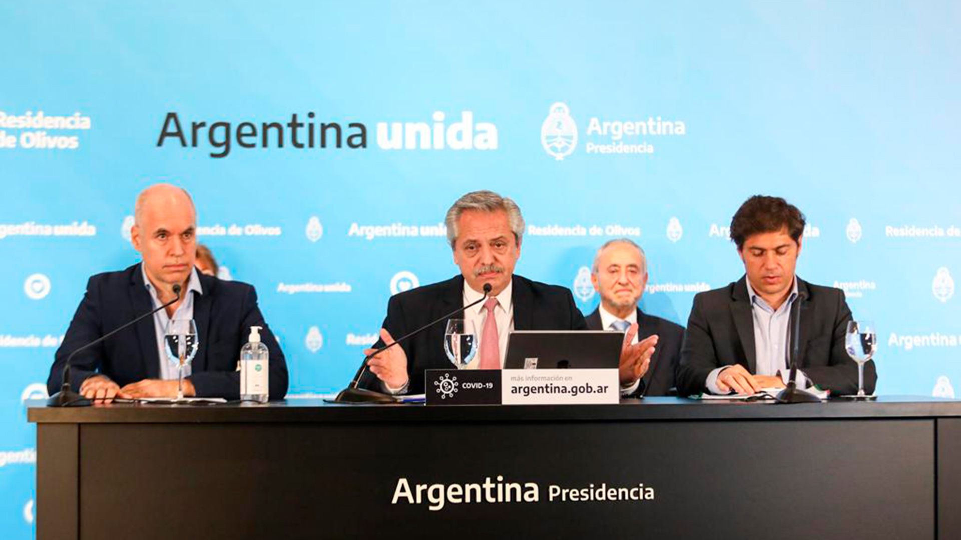 Alberto Fernández, Axel Kicillof y Horacio Rodríguez Larreta (Presidencia de la Nación)