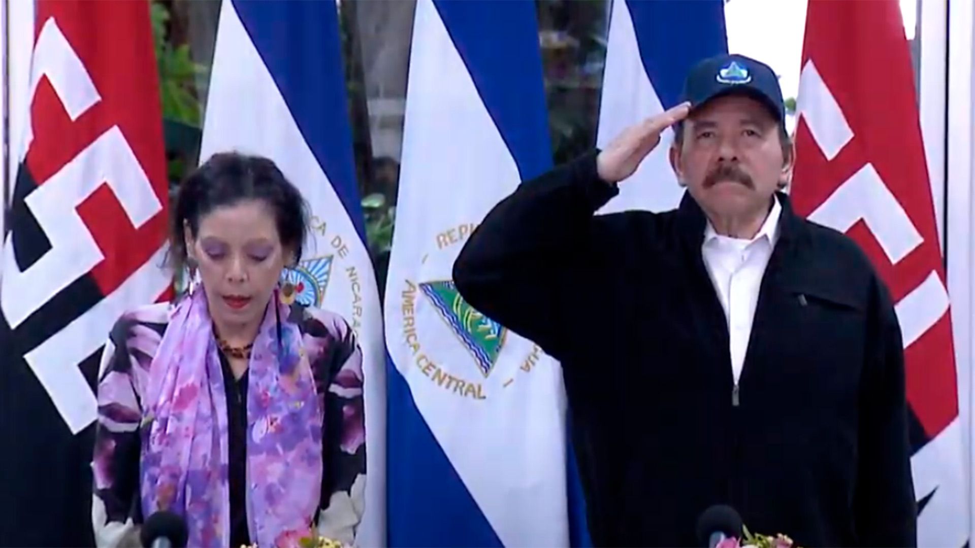 Daniel Ortega y su esposa, Rosario Murillo, en su última aparición pública