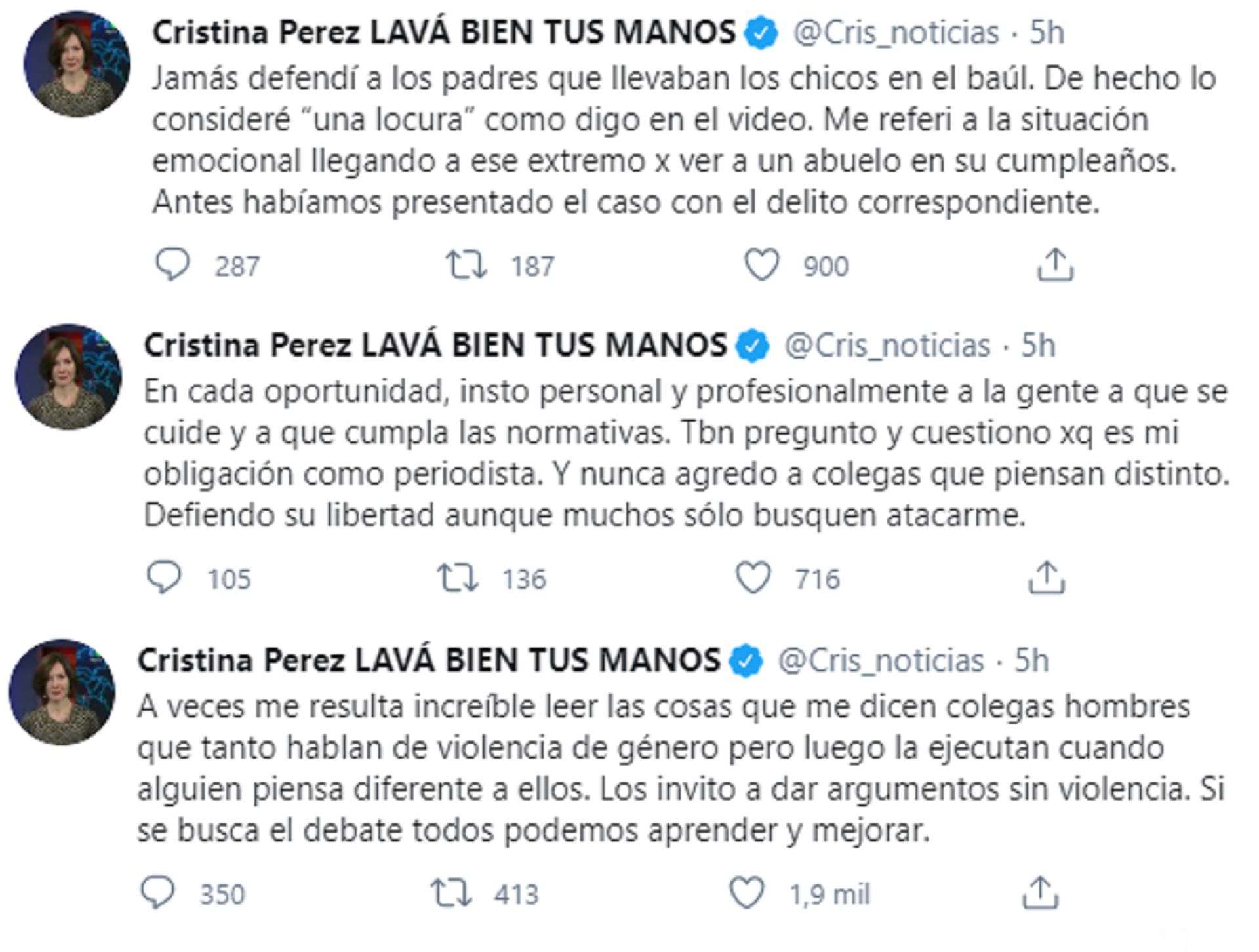 El descargo de Cristina Pérez en las redes sociales
