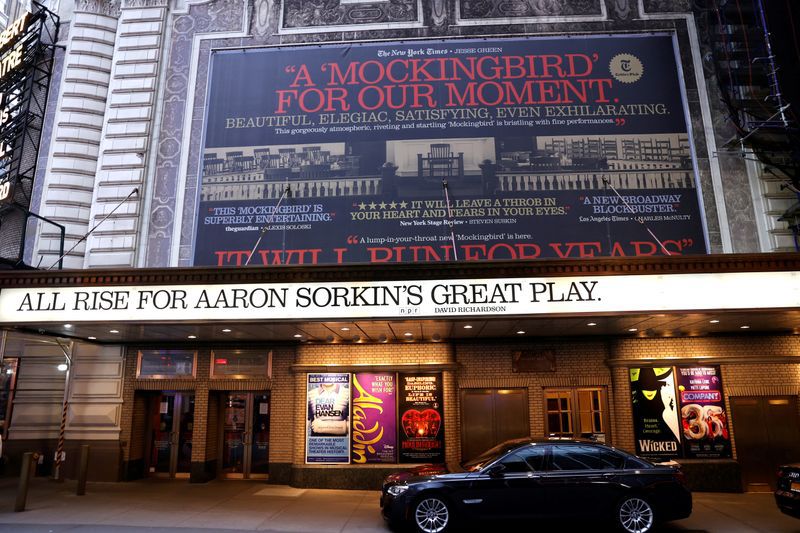 Foto de archivo del teatro Shubert en Broadway en medio de la pandemia de coronavirus. Mar 12, 2020. REUTERS/Mike Segar
