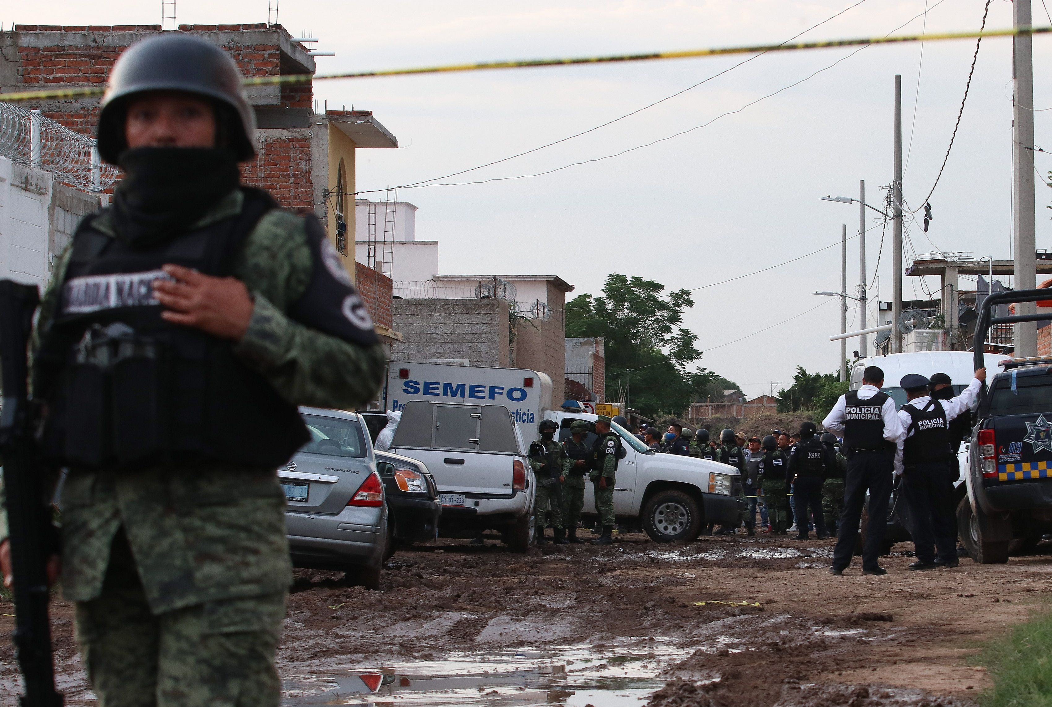 Fotografía con fecha del 1 de julio de 2020 que muestra la zona donde fueron asesinados 27 jóvenes en el municipio de Irapuato, en el estado de Guanajuato (México). EFE/Str/Archivo