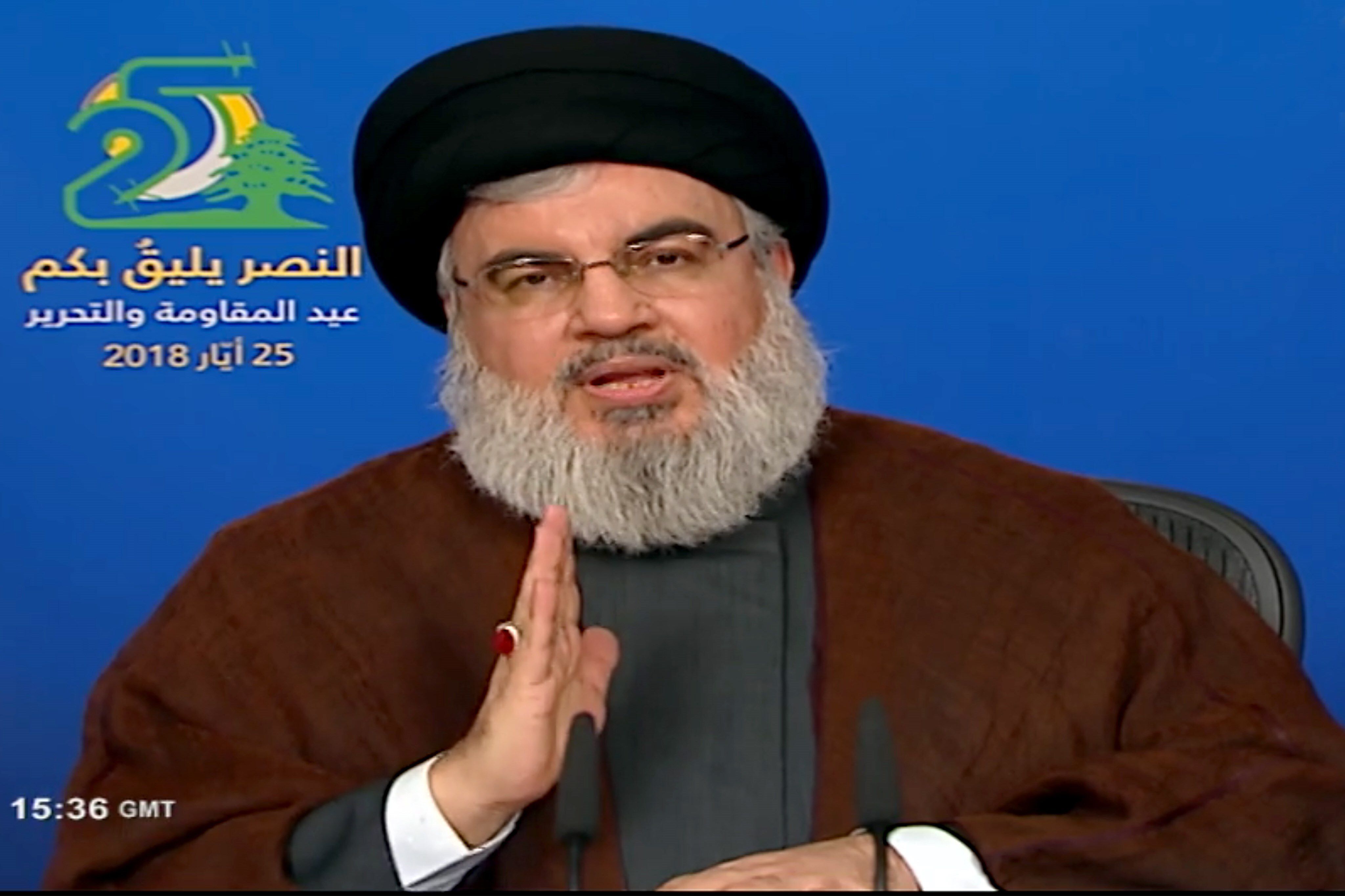 Captura de video cedida por al-Manar TV que muestra al secretario general de Hizbulá, Hasan Nasralá. EFE/ Al-manar Tv/Archivo 