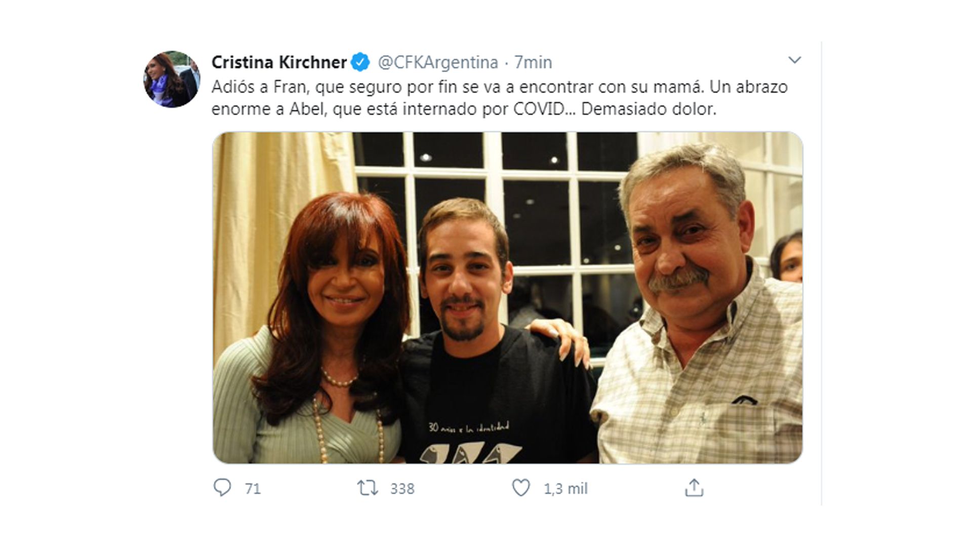 Crsitina Kirchner Francisco Madariaga nieto recuperado