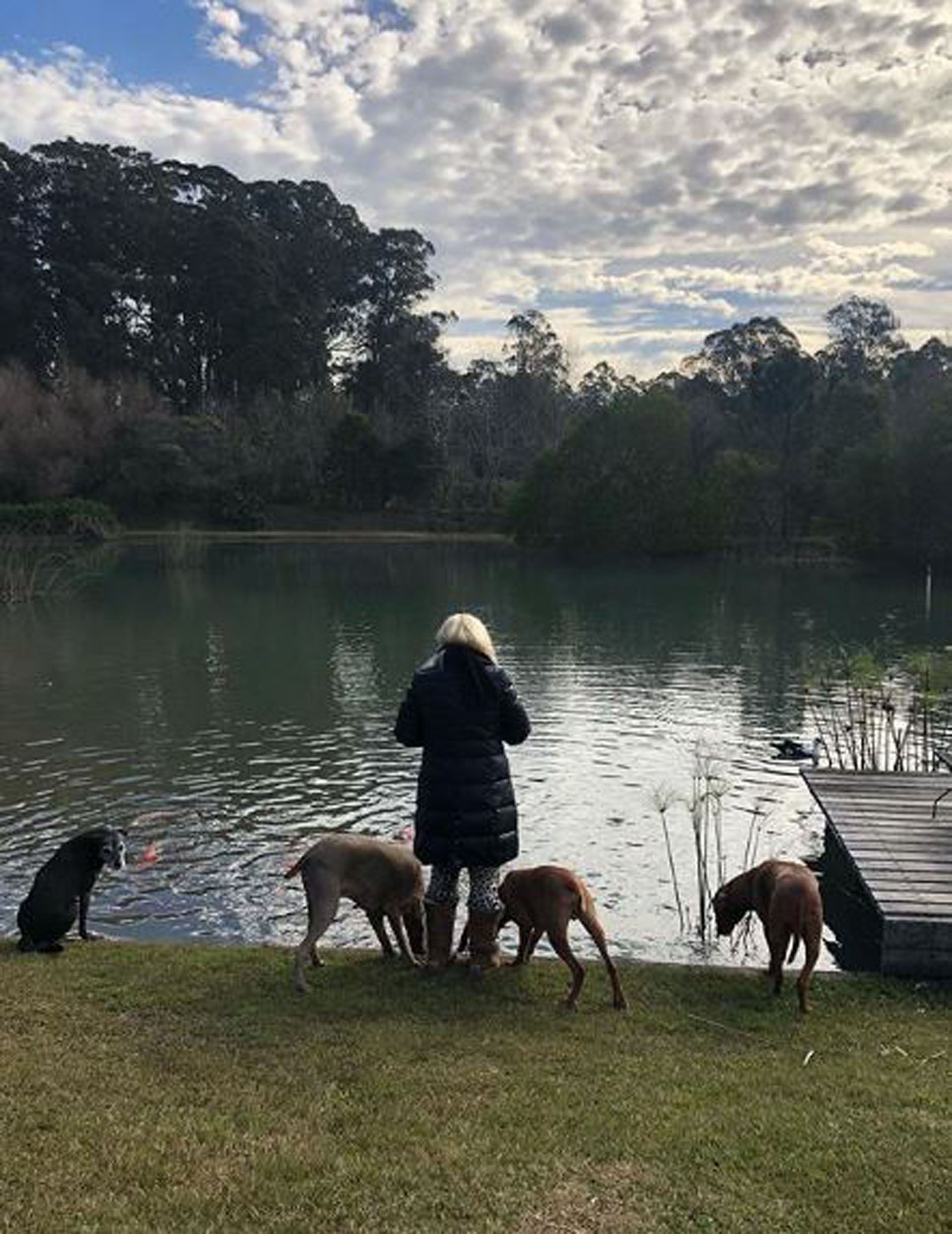 Susana Giménez junto a sus perros en el lago de su inmensa chacra (Foto: Instagram)