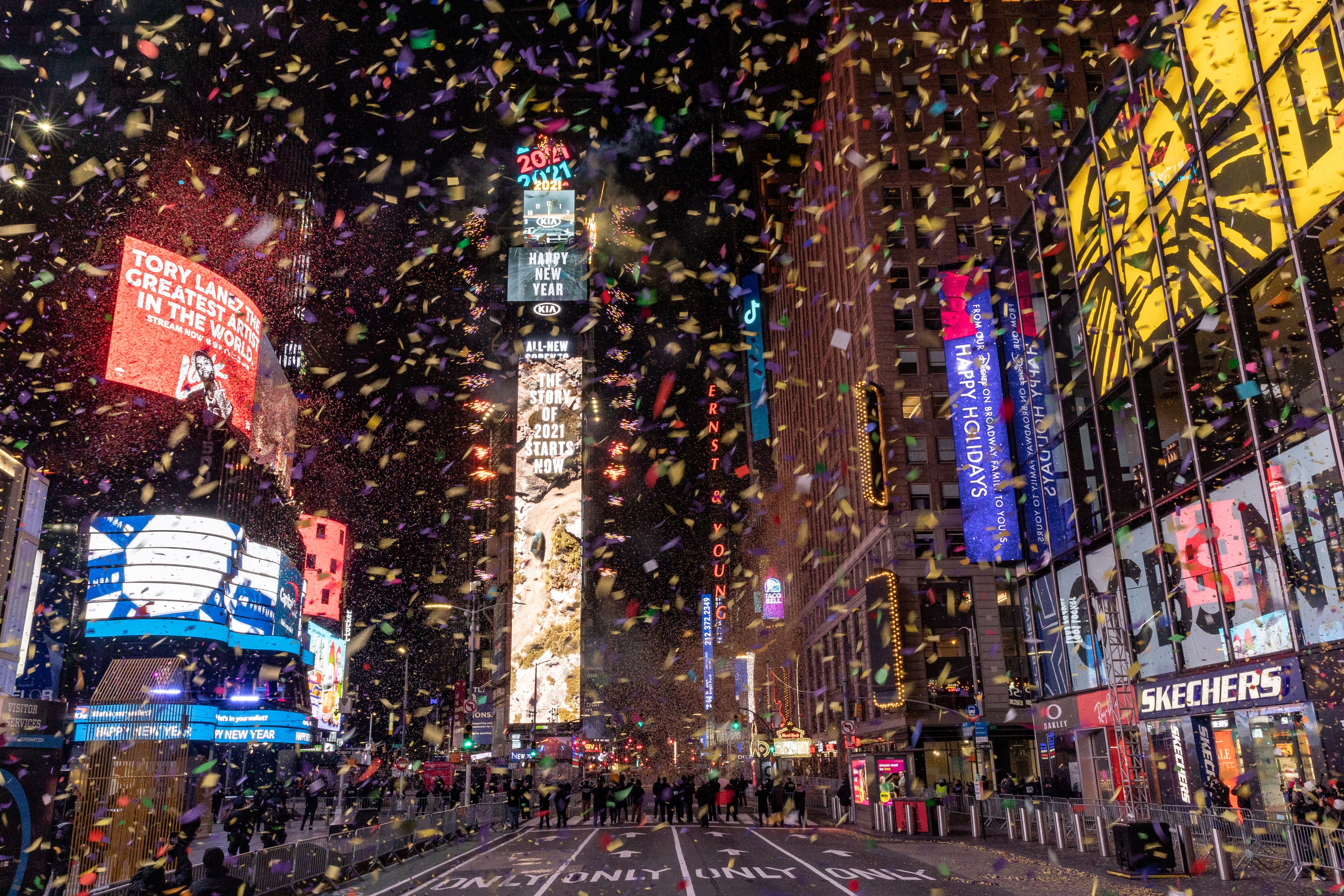 Las calles de Times Square durante la celebración del Año Nuevo 