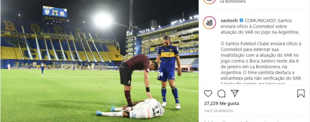 Santos estalló de furia por el penal no cobrado ante Boca y anunció que elevará un reclamo a la Conmebol