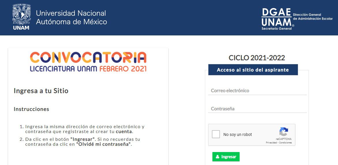 licenciatura UNAM febrero 2021