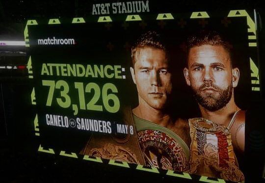 Récord de asistencia en pelea de Canelo vs Sanders: 73,126 personas acudieron al estadio de Arlington