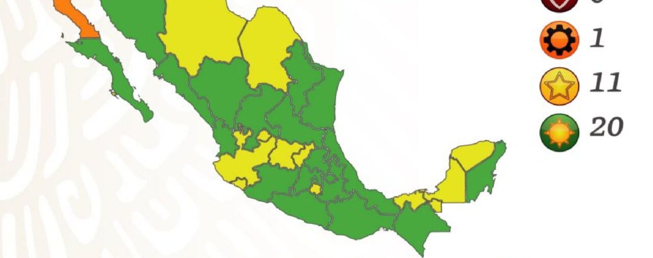 Semáforo COVID-19 en México: más de la mitad del país en color verde y solo Baja California en naranja