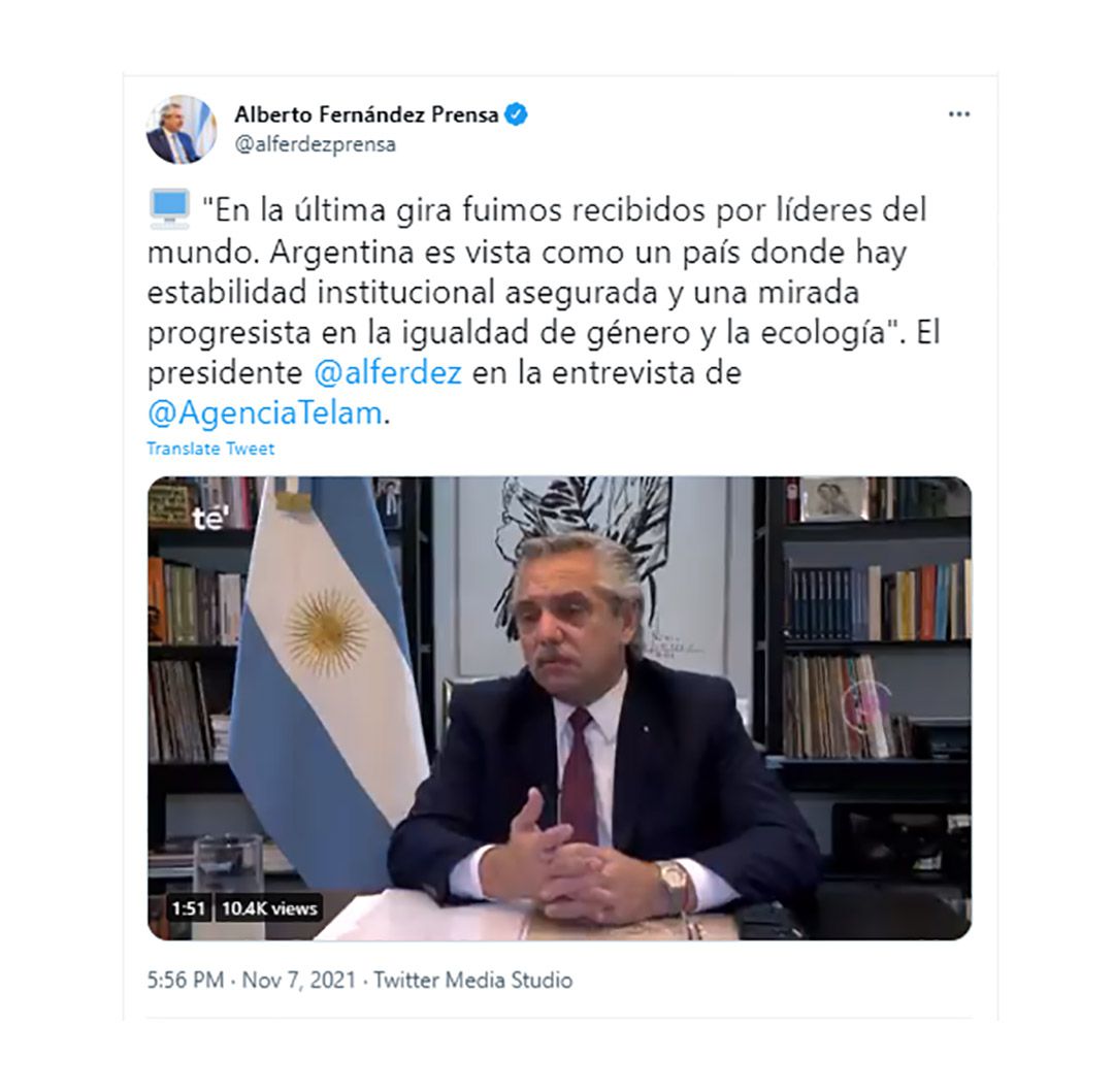 entrevista Alberto Fernández con Télam