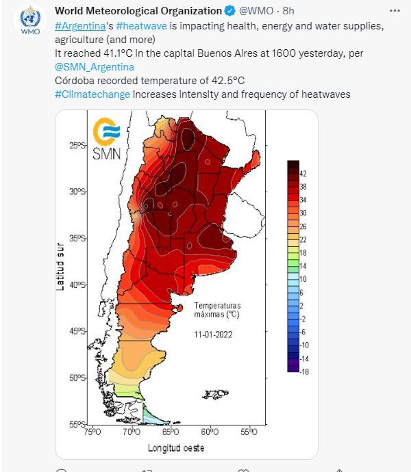 ola calor argentina Organizacion Meteorologica Mundial