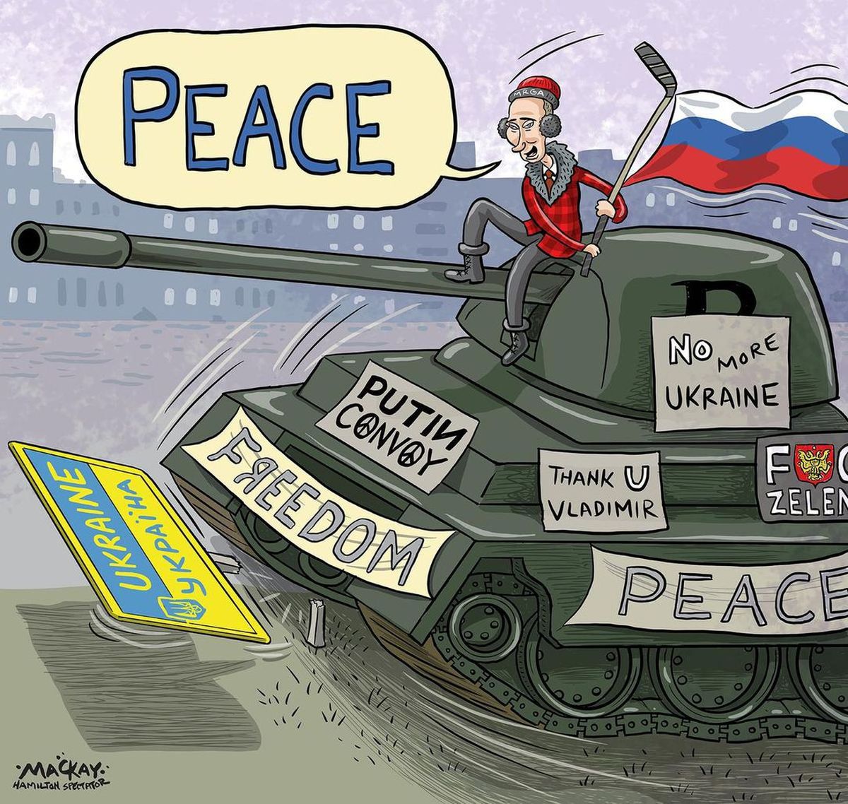 Caricaturas de la invasión de Rusia a Ucrania.