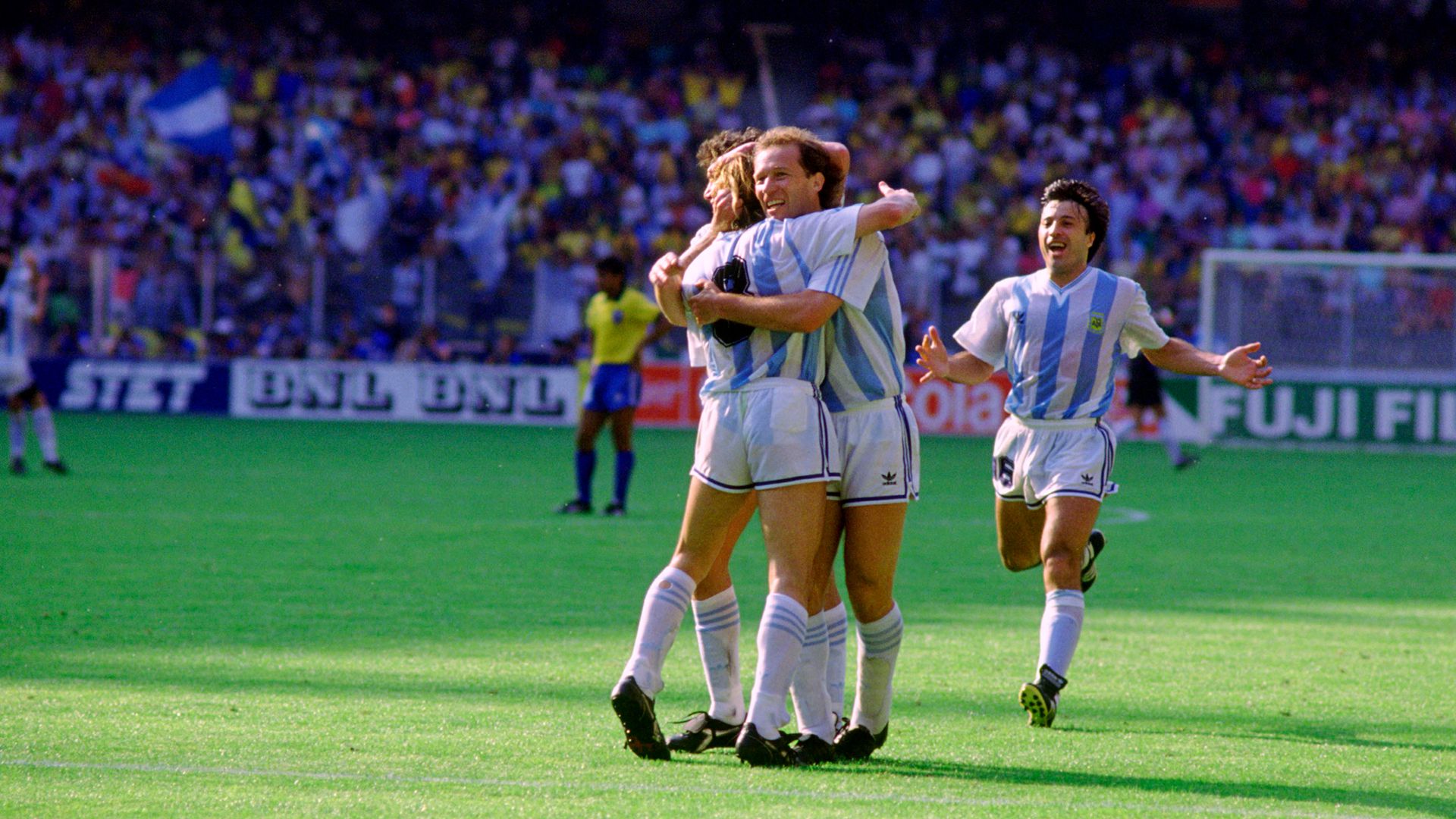 Festejo Argentina Brasil mundial italia 90 1990