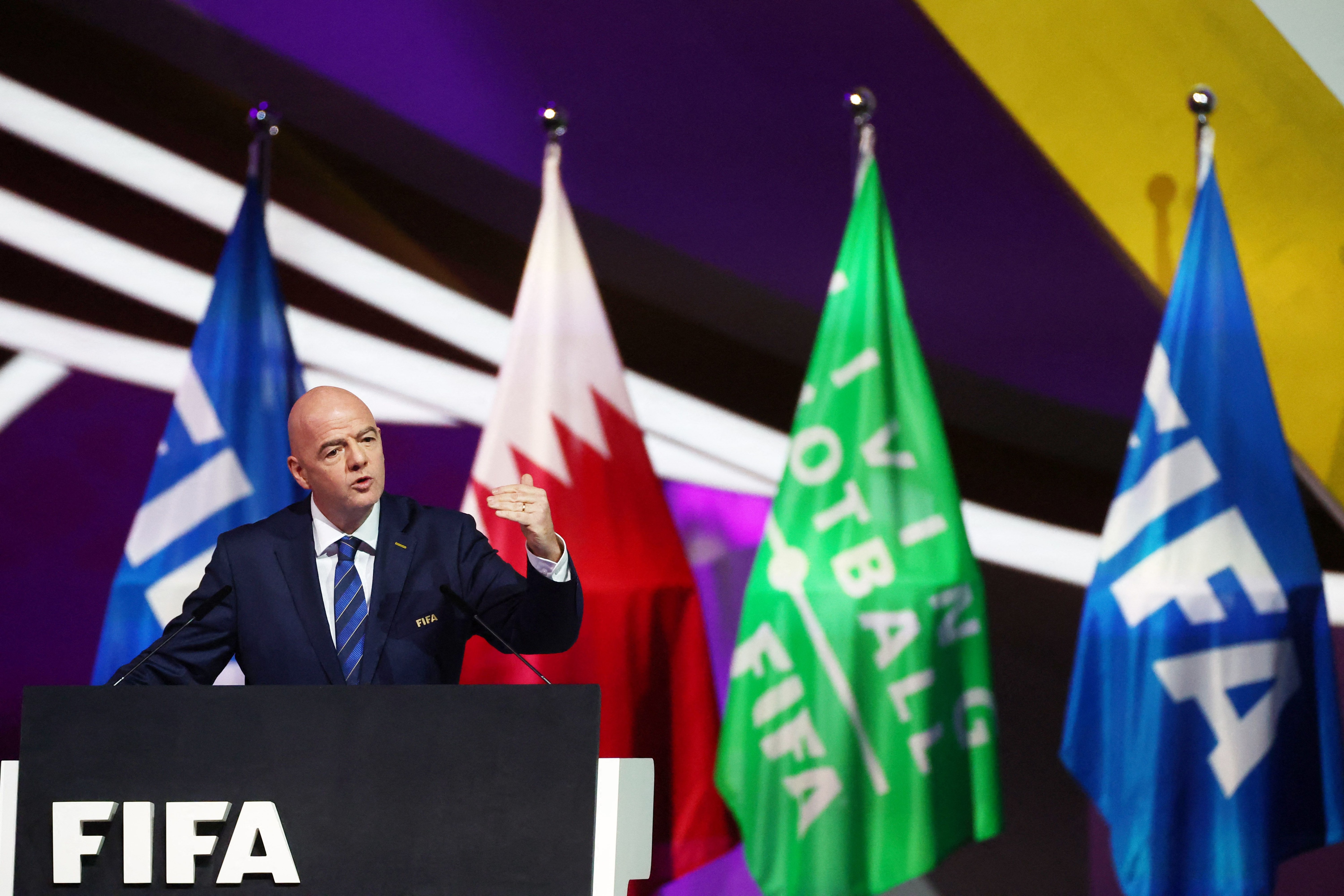 Gianni Infantino, presidente de la FIFA, está presente en Doha para el sorteo del Mundial de Qatar 2022 (REUTERS)