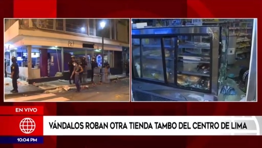 Tiendas de Tambo son asaltadas por vándalos en marcha contra Pedro Castillo. (Foto: América TV)