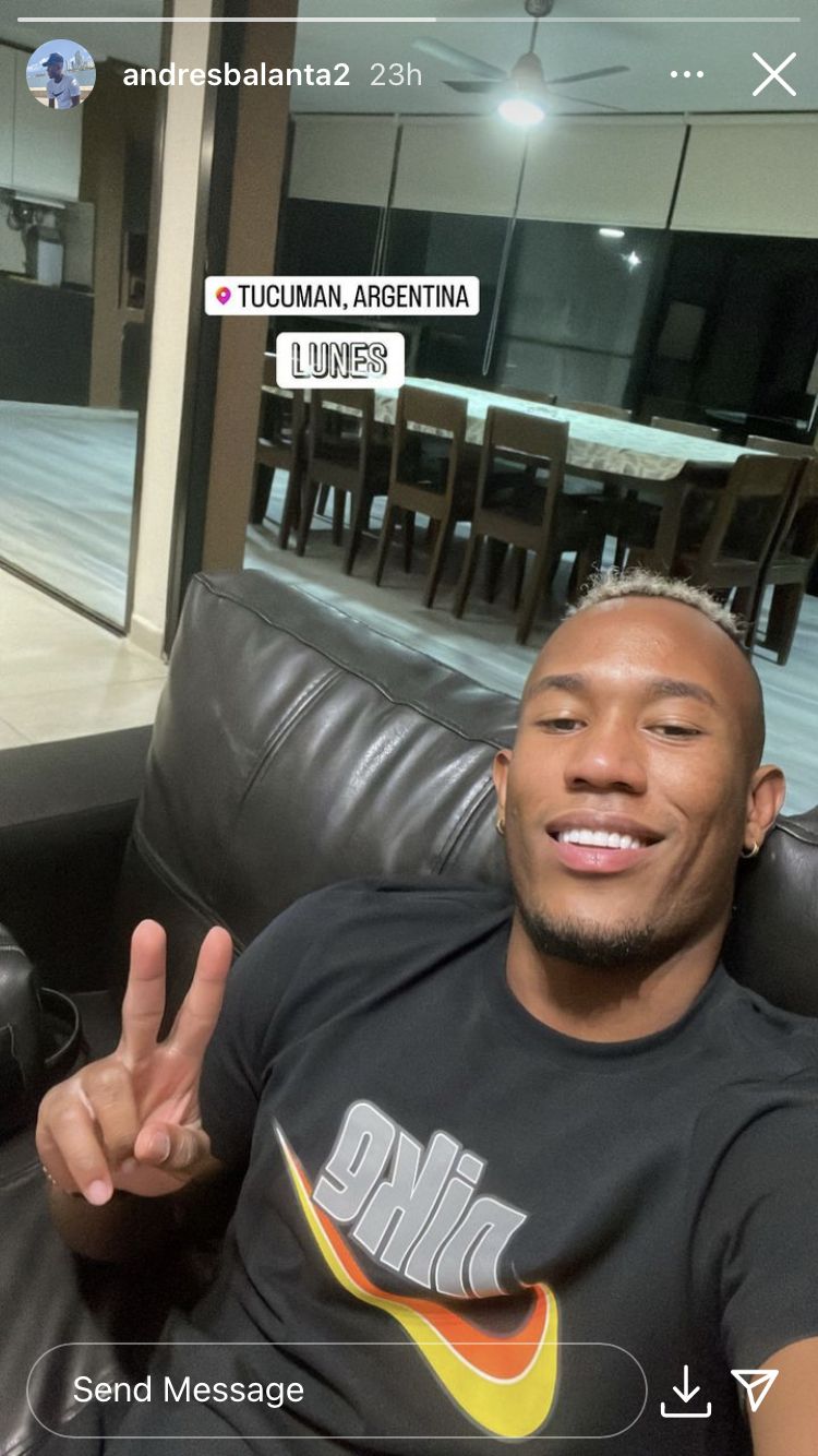 Andrés Balanta en Tucumán durante la noche del lunes 28 de noviembre / (Instagram: andresbalanta2)