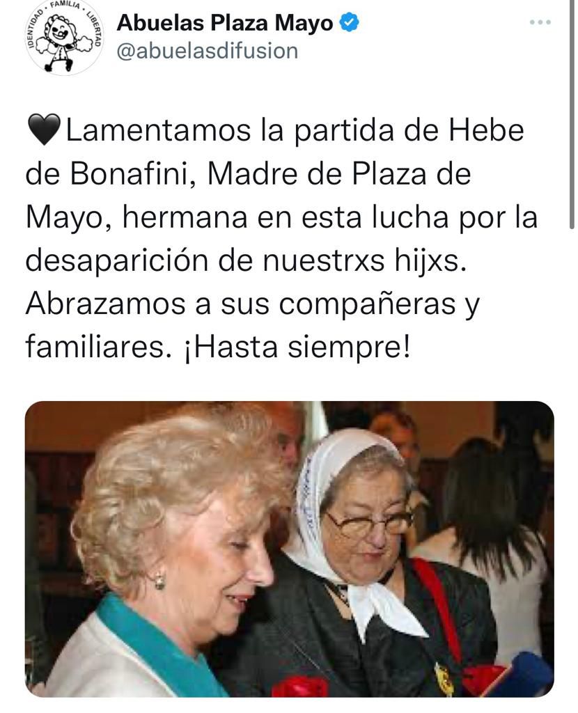 abuelas de plaza de mayo - muerte de hebe de bonafini