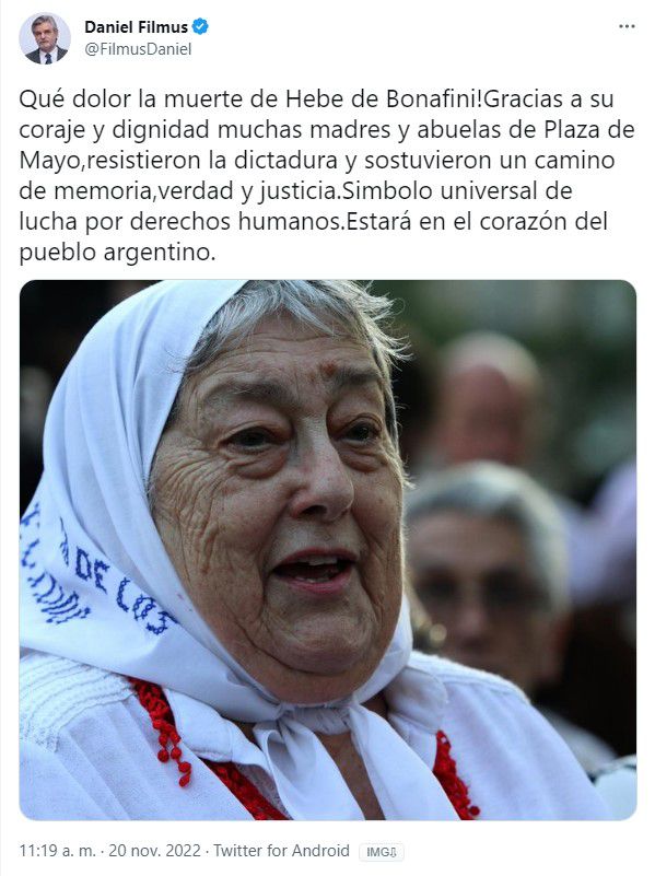 Tuits por la muerte de Hebe de Bonafini