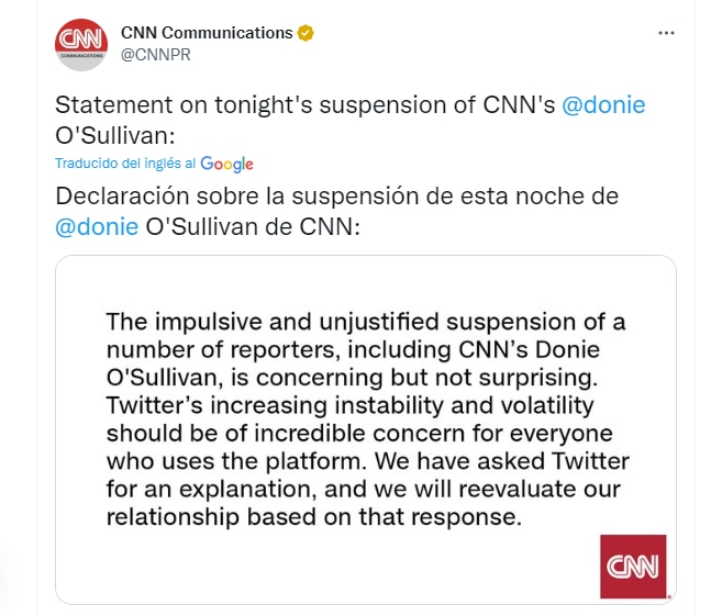 Twitter suspendió las cuentas de más de una docena de periodistas de medios internacionales