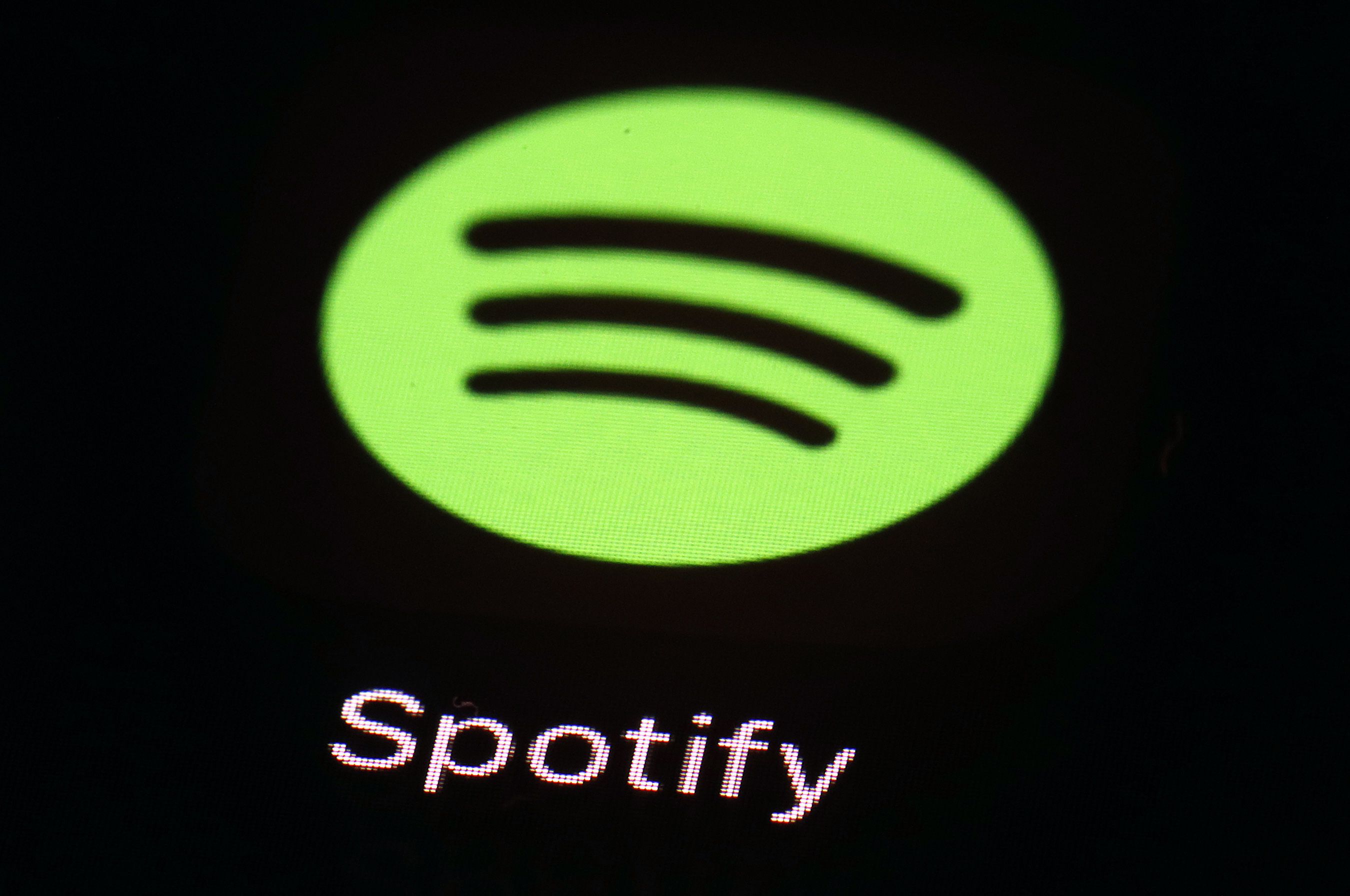 La app de Spotify en un iPad. Foto tomada el 20 de marzo de 2018 en Baltimore. (Foto AP/Patrick Semansky)