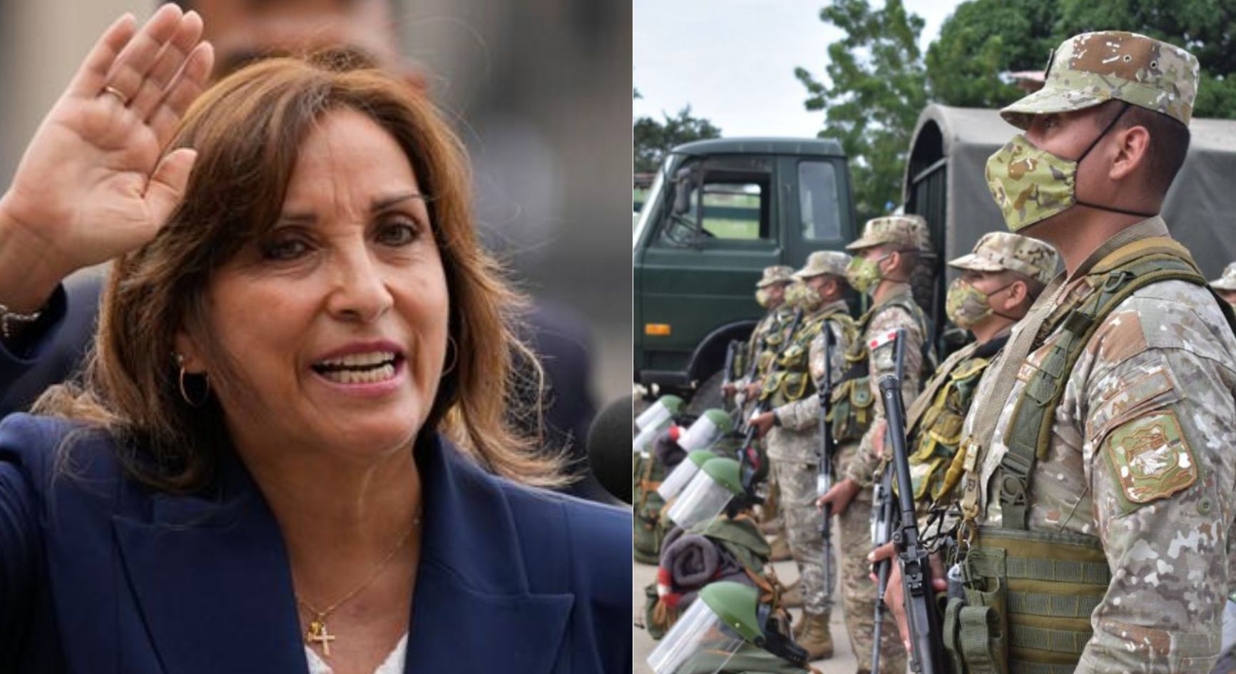 La presidenta Dina Boluarte le echa toda la culpa de las muertes a los militares y los policías.