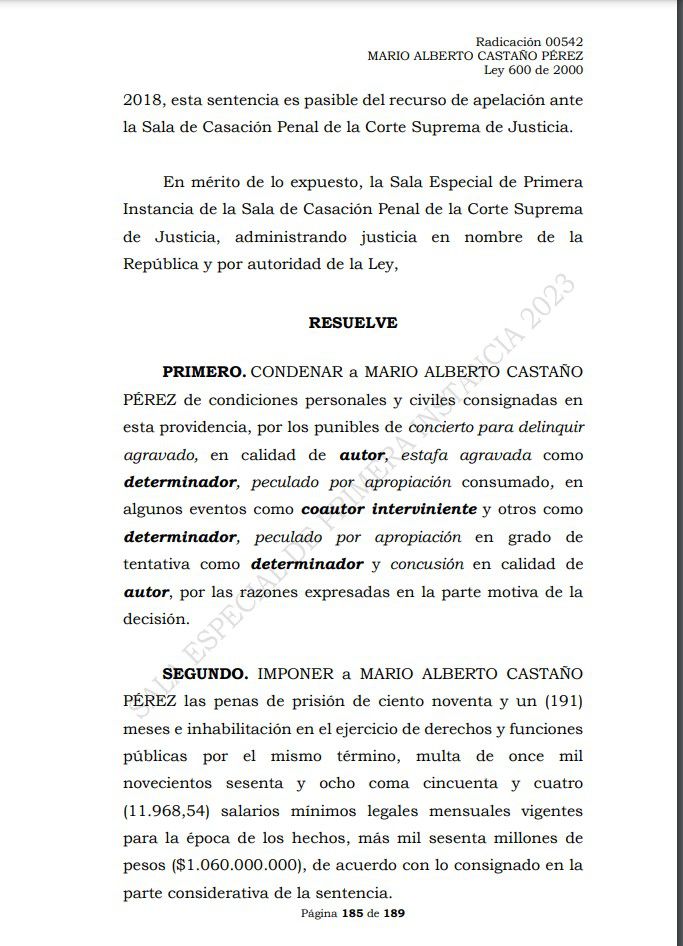 Pantallazo del fallo de la Corte Suprema