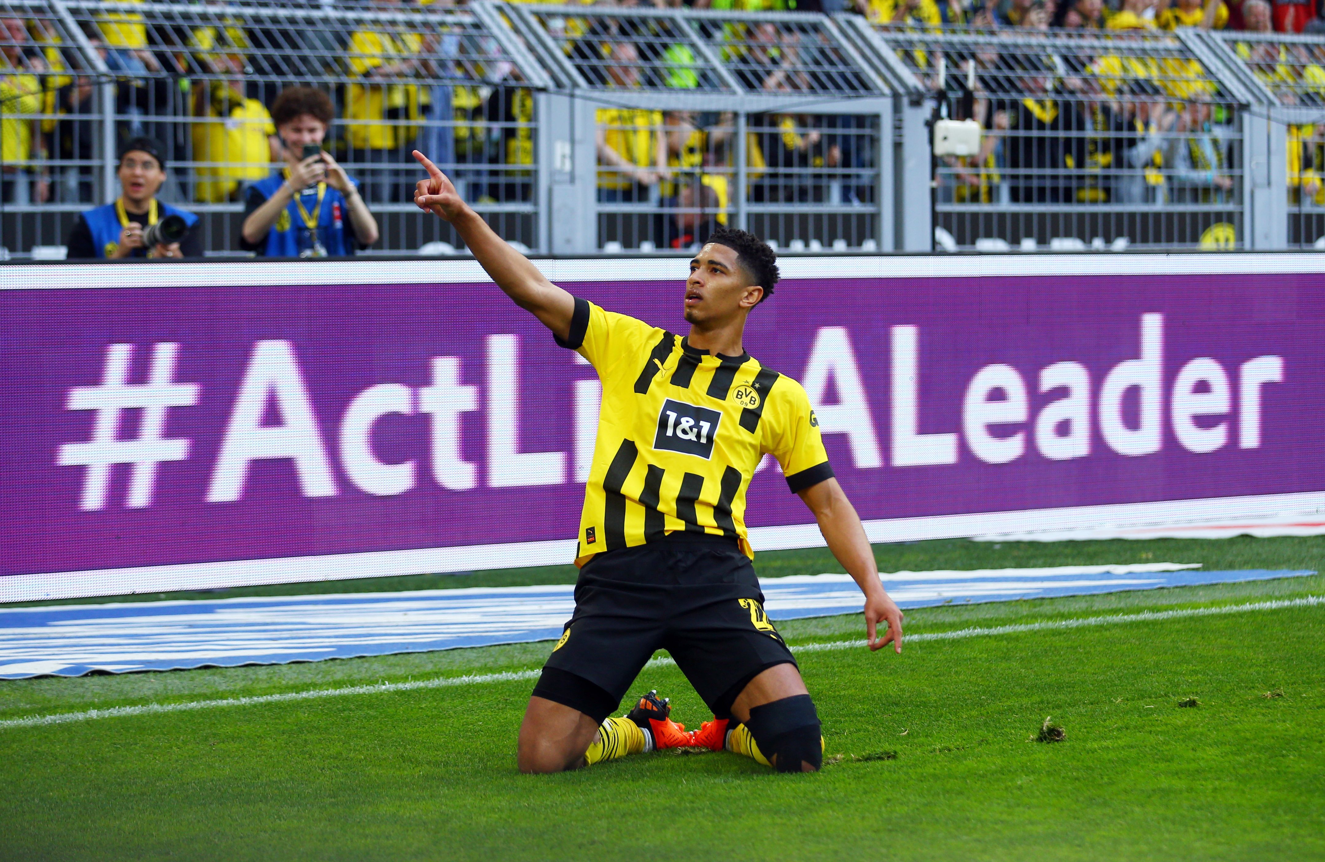 Jude Bellingham celebra un gol con el Dortmund.