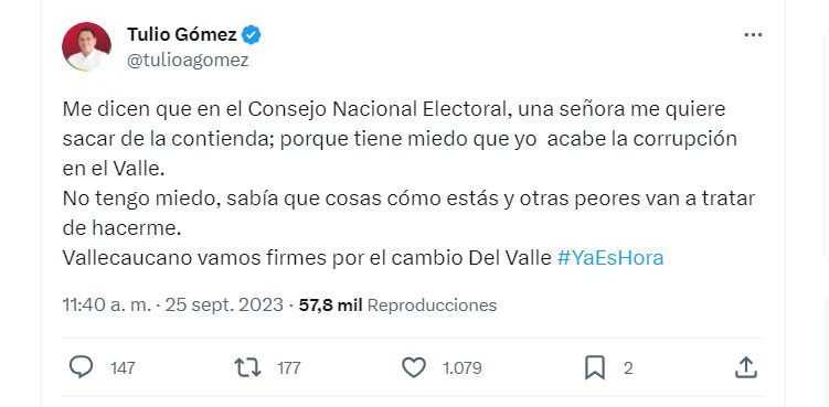 Tulio Gómez habló de su candidatura a la Gobernación del Valle
