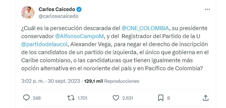 Carlos Caicedo se pronunció sobre revocatoria de candidatura de su hermana a la Alcaldía de Santa Mara