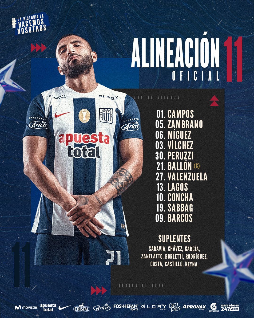Alineación confirmada de Alianza Lima ante Universitario por final vuelta de Liga 1 2023.