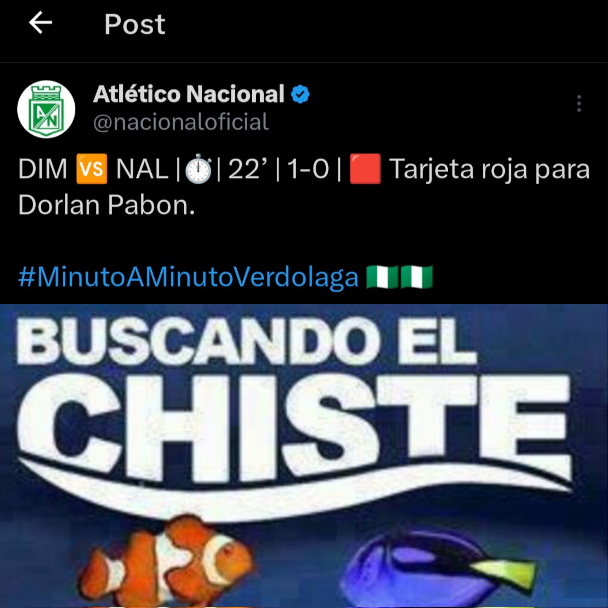 Los mejores memes que dejó la derrota de Atlético Nacional por 2-1 ante Medellín por la segunda fecha de los cuadrangulares semifinales de la Liga BetPlay II-2023 - crédito redes sociales.