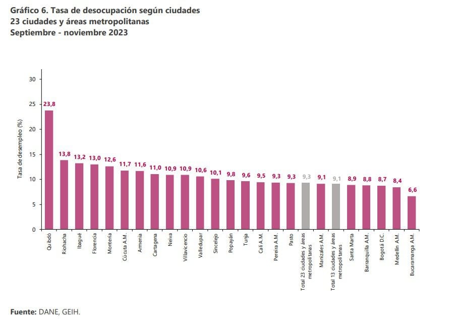 La capital del Chocó fue la que más desempleados tuvo en noviembre - crédito Dane