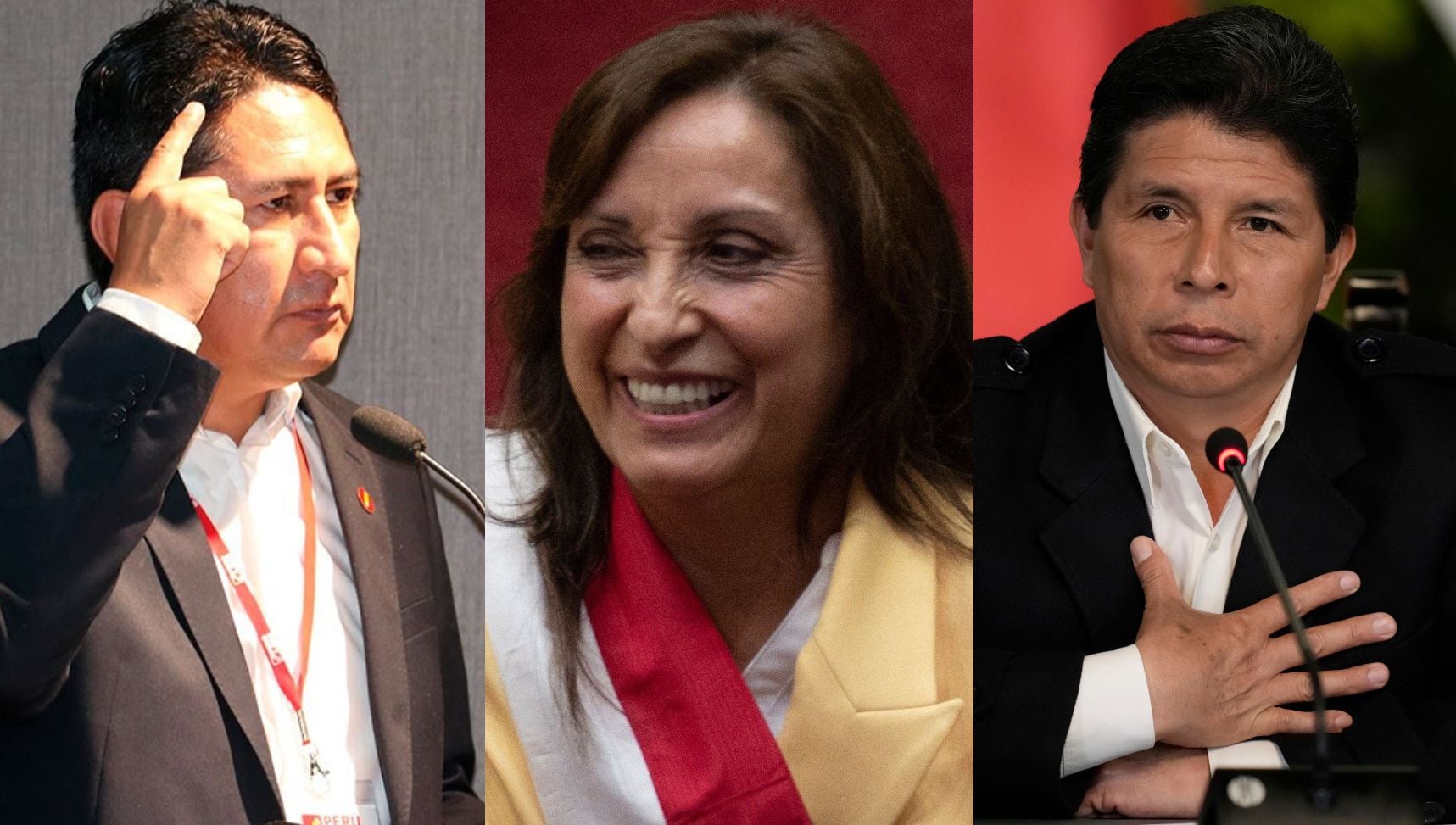 Vladimir Cerrón, Dina Boluarte y Pedro Castillo.
