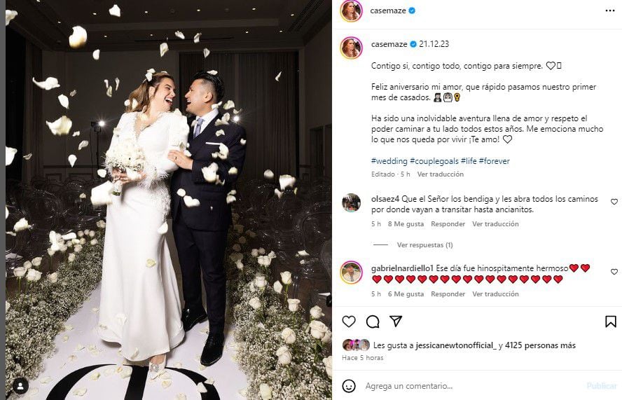 Cassandra Sánchez de Lamadrid dedicó mensaje a Deyvis Orosco por su primer mes de matrimonio. (Instagram)