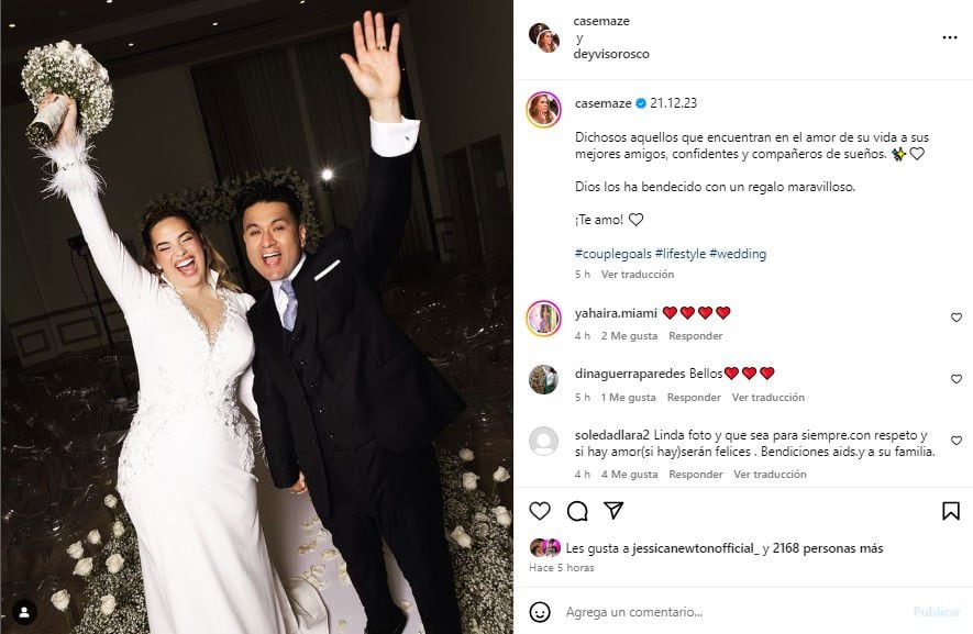 Cassandra Sánchez de Lamadrid dedicó mensaje a Deyvis Orosco por su primer mes de matrimonio. (Instagram)