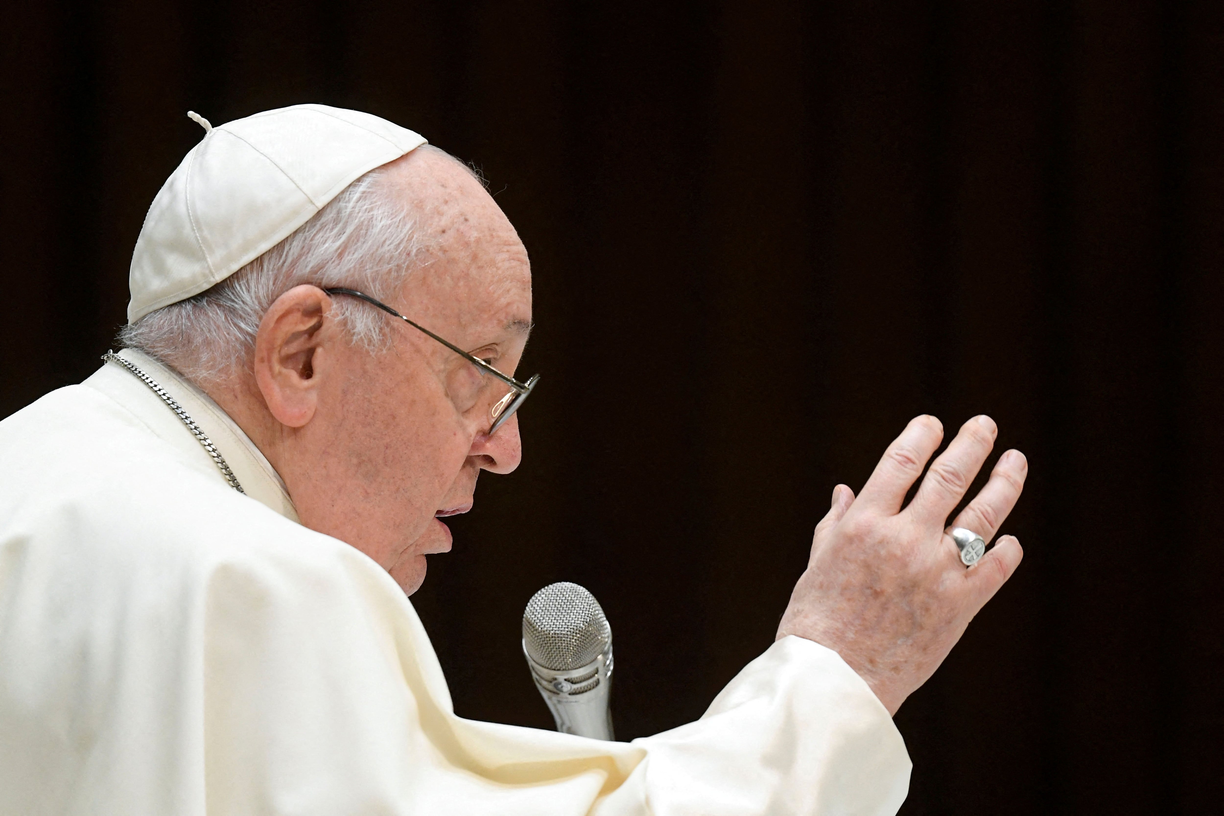 El papa Francisco celebra una audiencia general semanal, en el aula Pablo VI del Vaticano, el 3 de enero de 2024. Vatican Media/Handout via REUTERS/Archivo