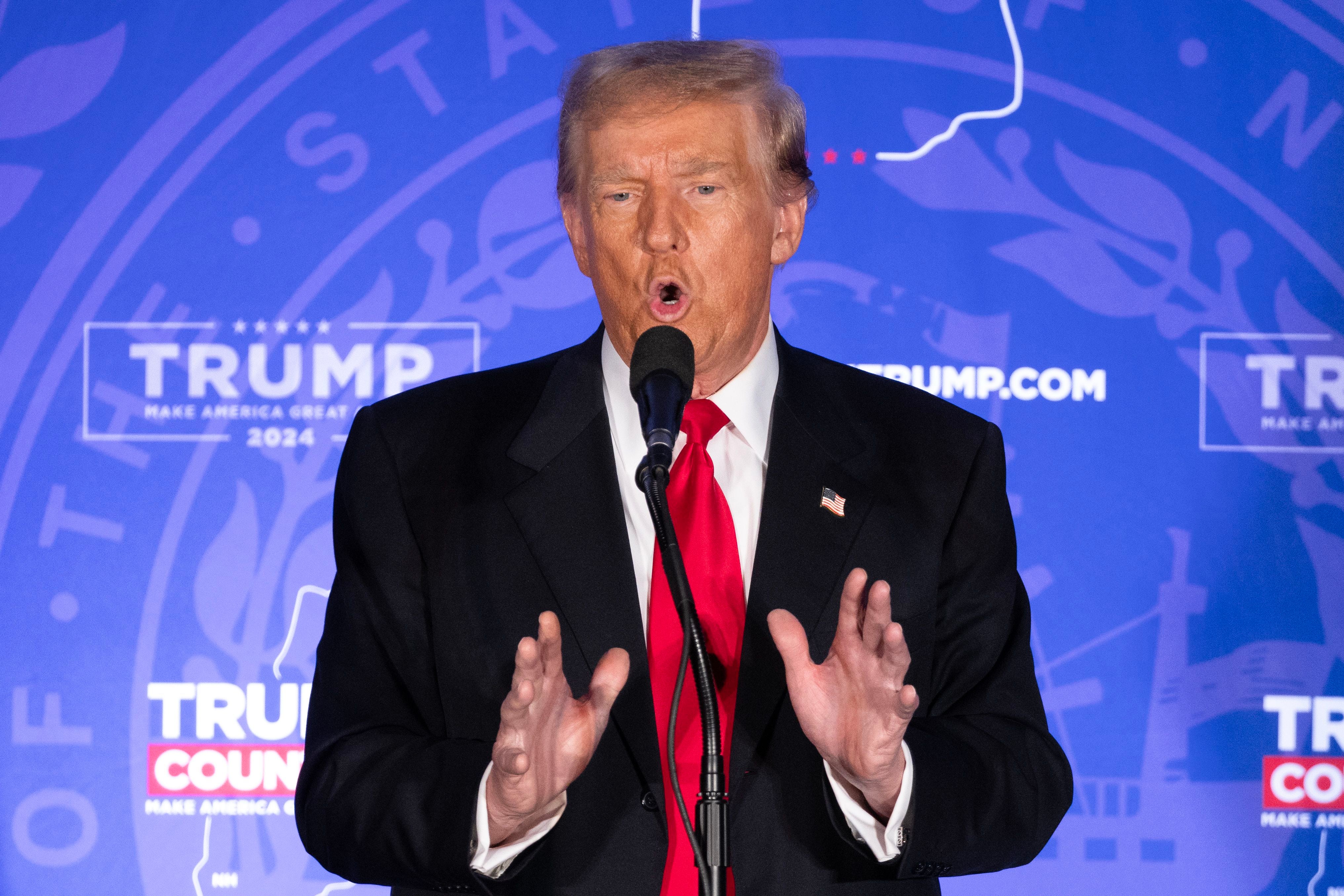 Donald Trump derrotó a Nikki Haley en las primarias republicanas en New Hampshire. (EFE/MICHAEL REYNOLDS)