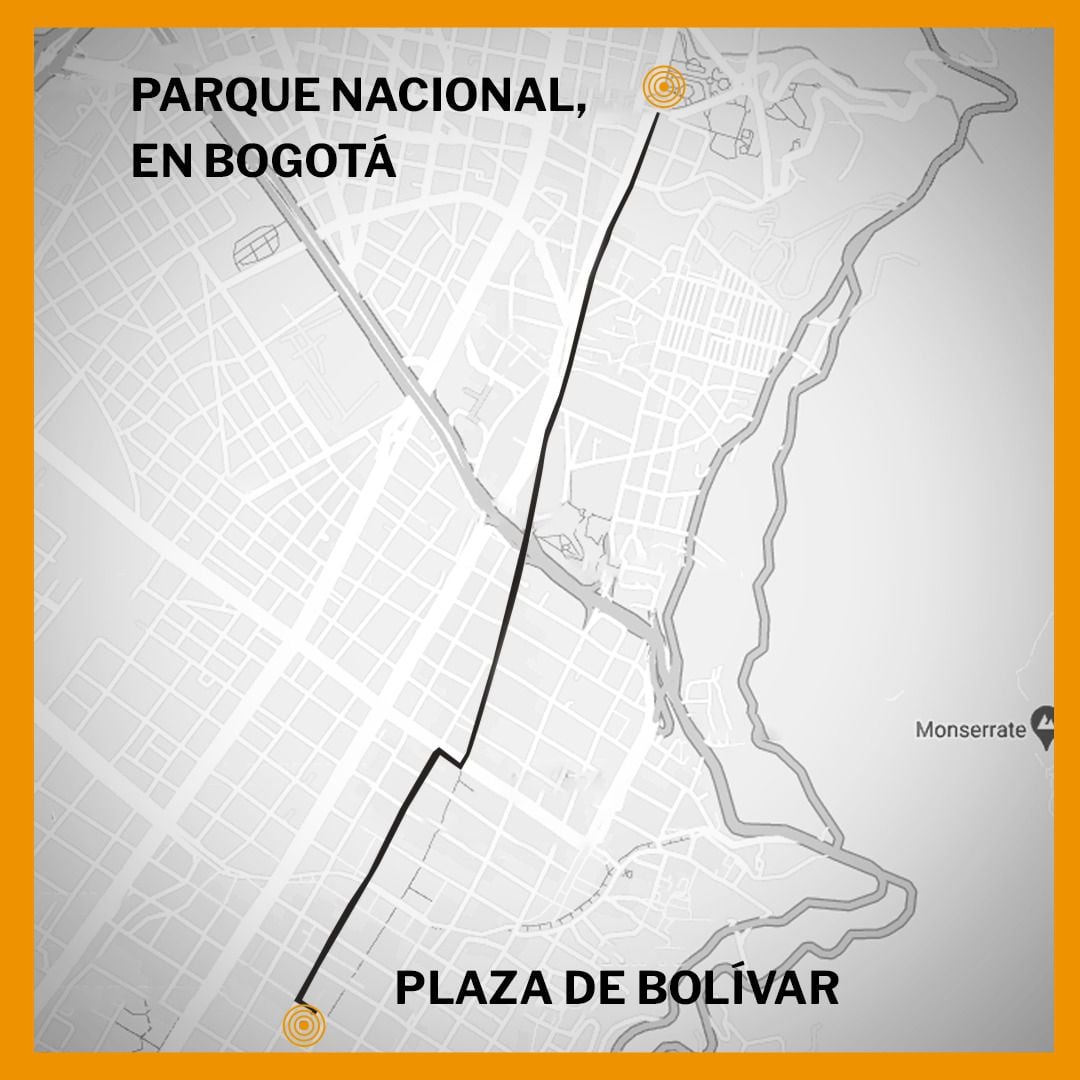 Recorrido de las marchas en Bogotá - crédito Jesus Aviles.