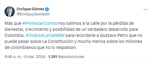 Enrique Gómez es de los principales opositores de Gustavo Petro - crédito captura de pantalla.