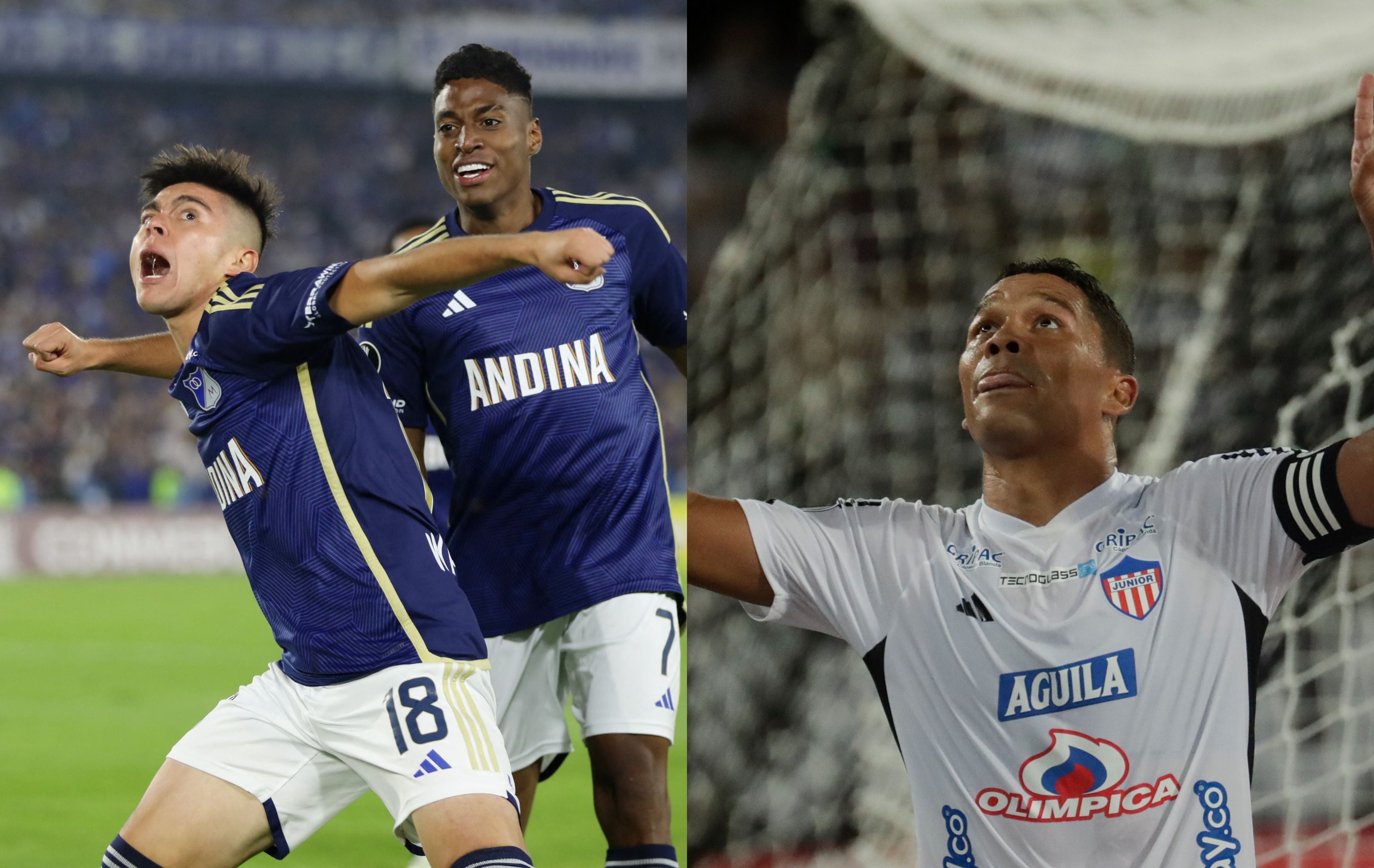 Millonarios FC y Junior de Barranquilla celebraron grandes actuaciones en la primera semana de la fase de grupos de la Copa Libertadores - crédito Reuters y AP