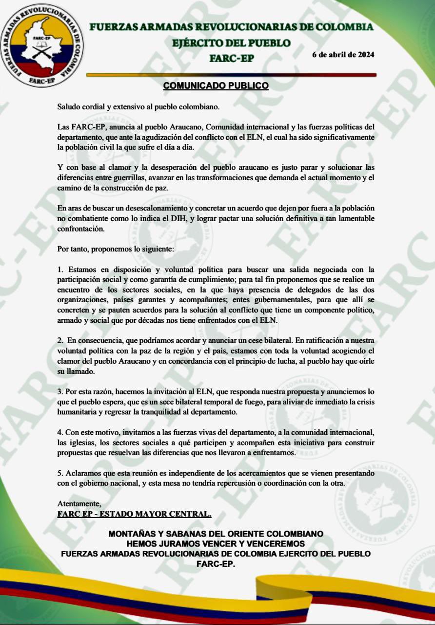 Frente a un panorama de inseguridad creciente, la propuesta de un encuentro trilateral en Arauca intenta abrir un camino hacia la disminución de la violencia y el establecimiento de un acuerdo de paz - crédito redes sociales