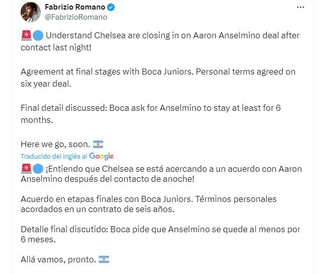 fabrizio romano sobre anselmino