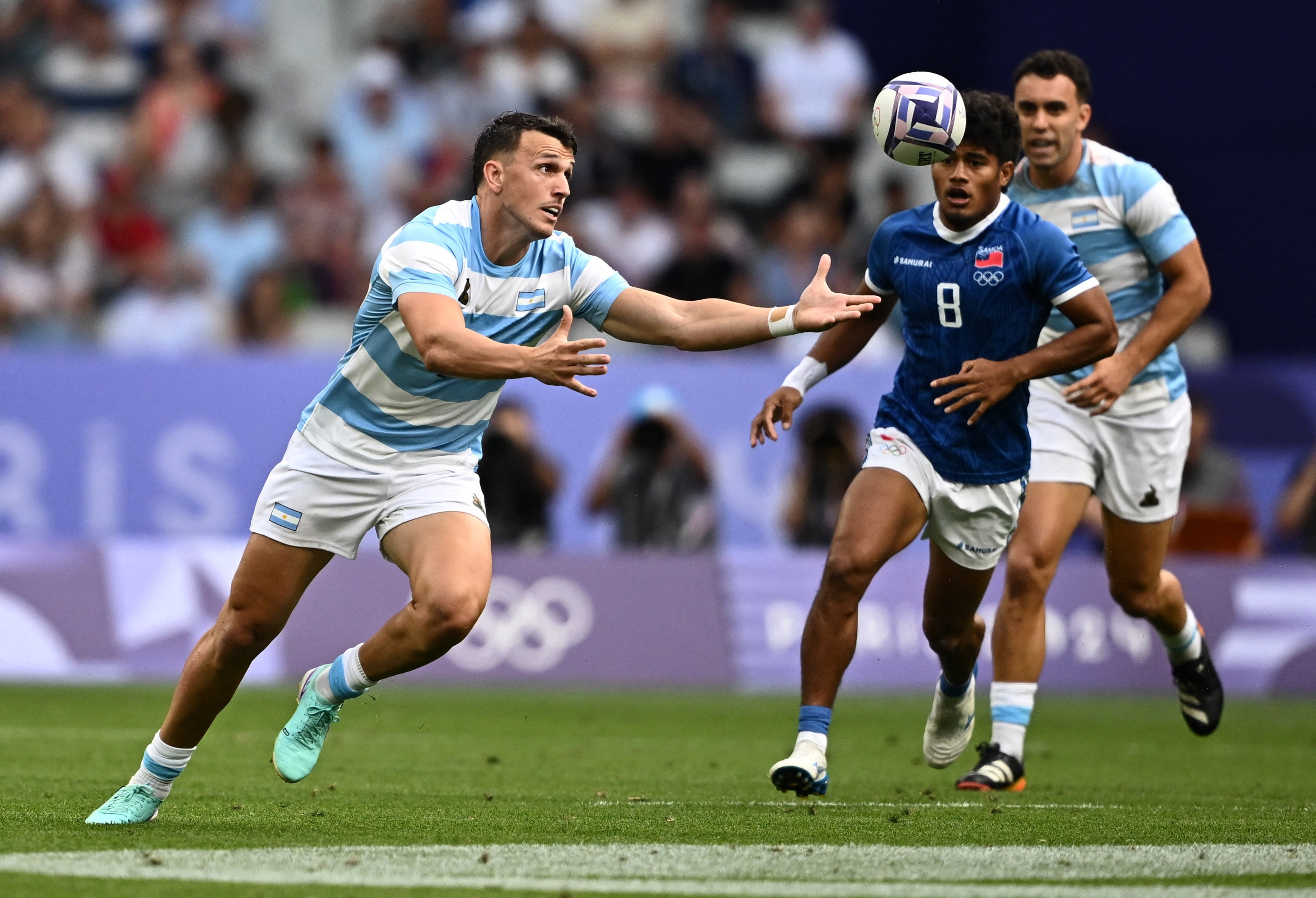 Argentina ya aseguró el pasaje a los cuartos de final en rugby 7 (REUTERS/Dylan Martinez)