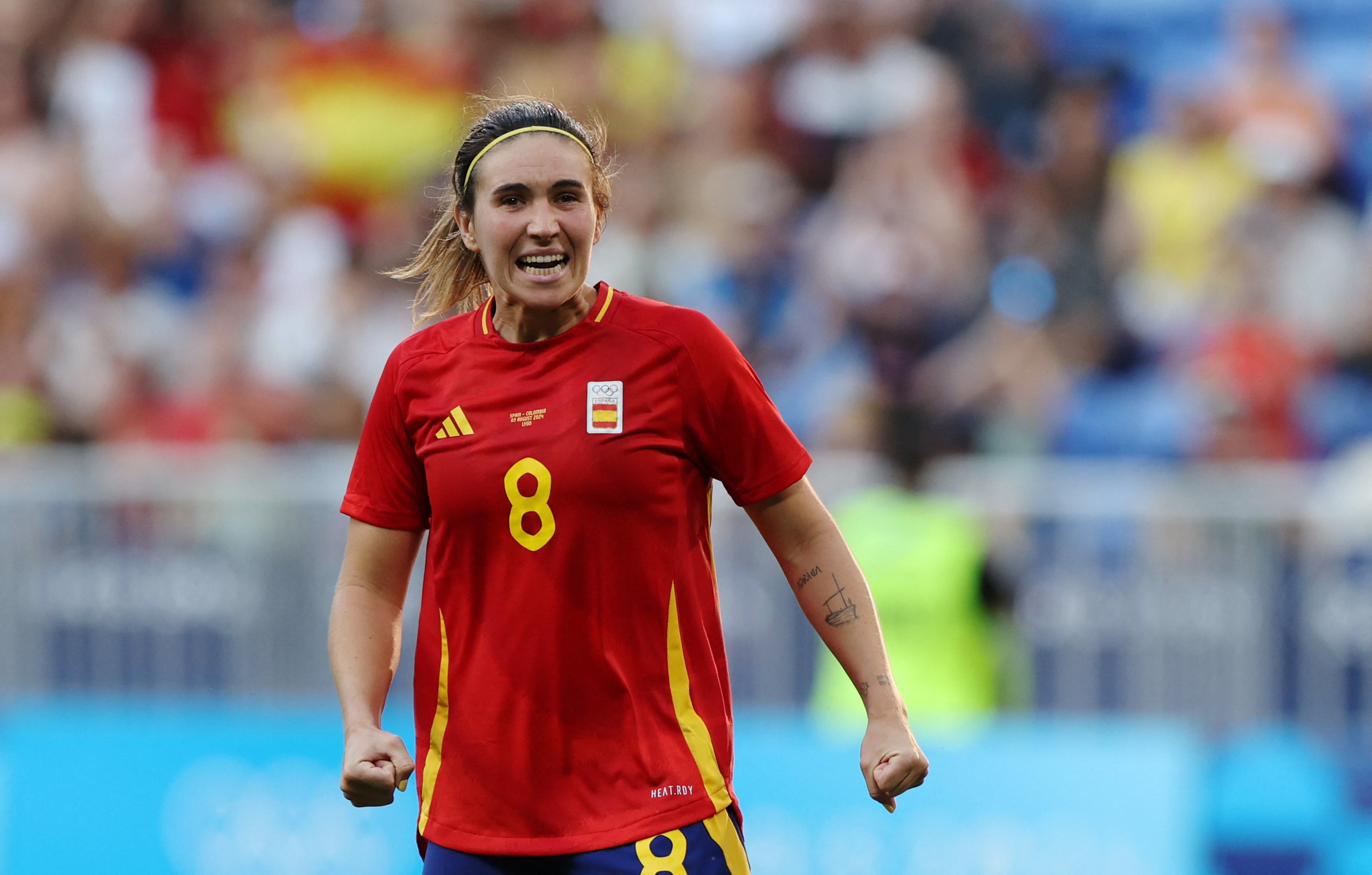 Mariona Caldentey celebrando su cobro de tiro penal. crédito-Nir Elias/REUTERS