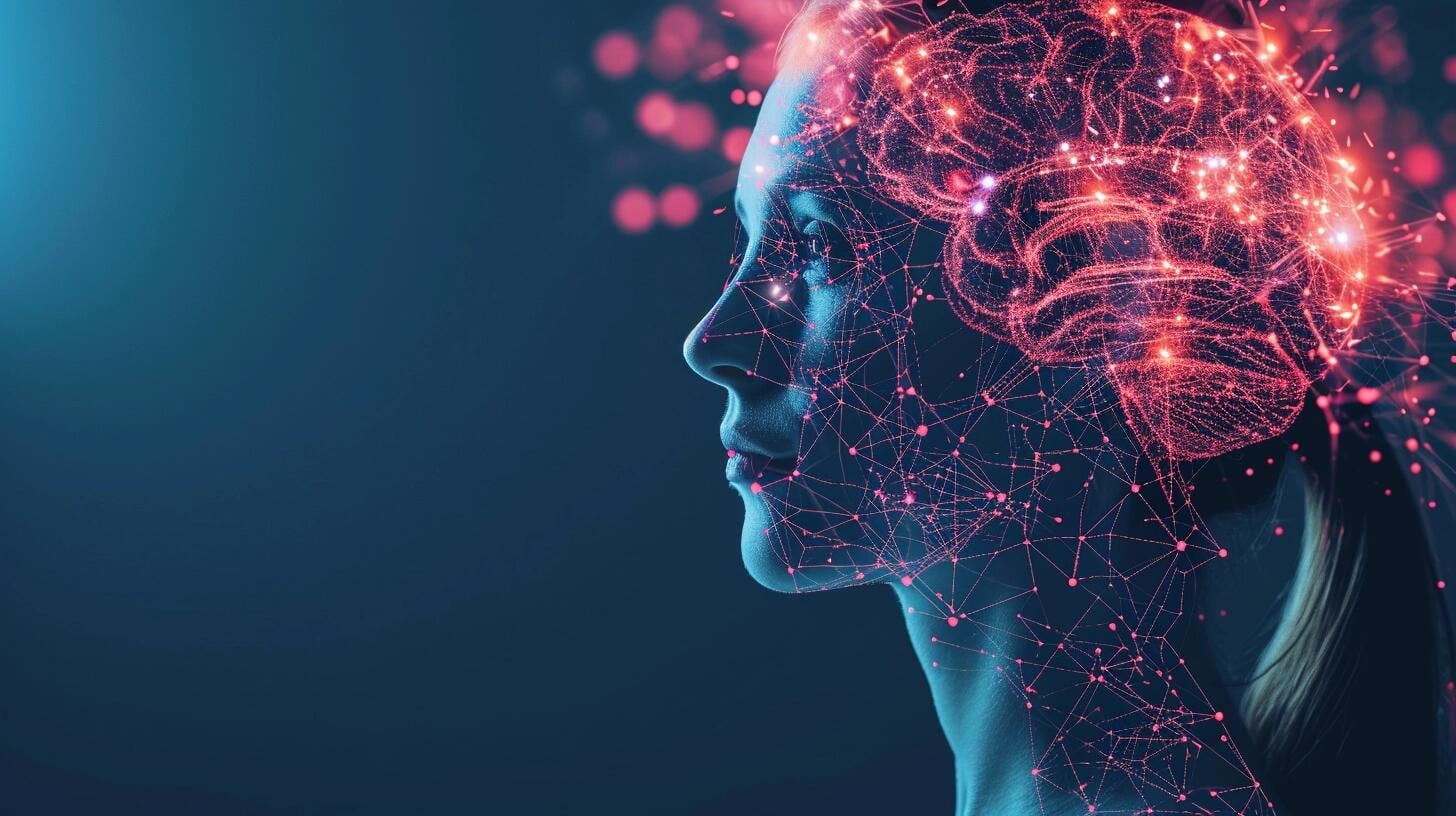 Imagen de una mujer con representaciones visuales de su cerebro y conexiones neuronales integradas con elementos de inteligencia artificial y robótica. La fotografía destaca la fusión de la neurociencia con la tecnología avanzada, ilustrando el impacto de la computación y la informática en la expansión de las capacidades cerebrales humanas. Refleja la evolución de la interacción entre el cerebro humano y los sistemas computacionales, como un paso hacia el futuro de la neurotecnología. (Imagen ilustrativa Infobae)